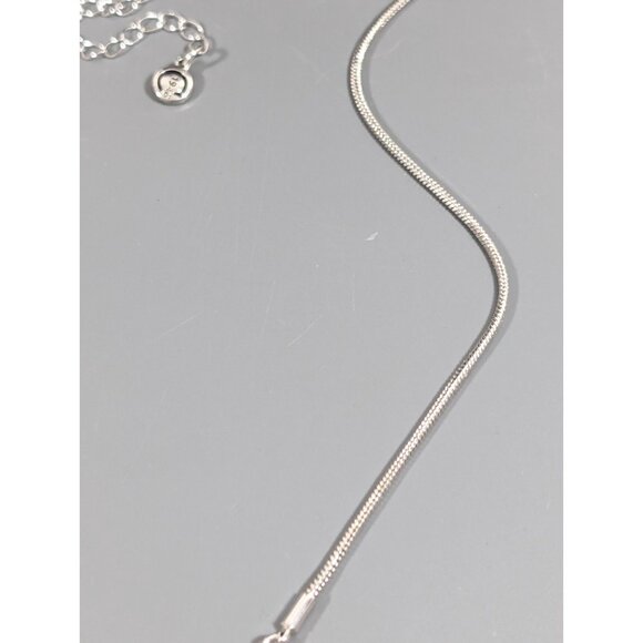 Cato Necklace Silver Tone Open Circle Pendant Modern Statement Jewelry 23" - Picture 6 of 8